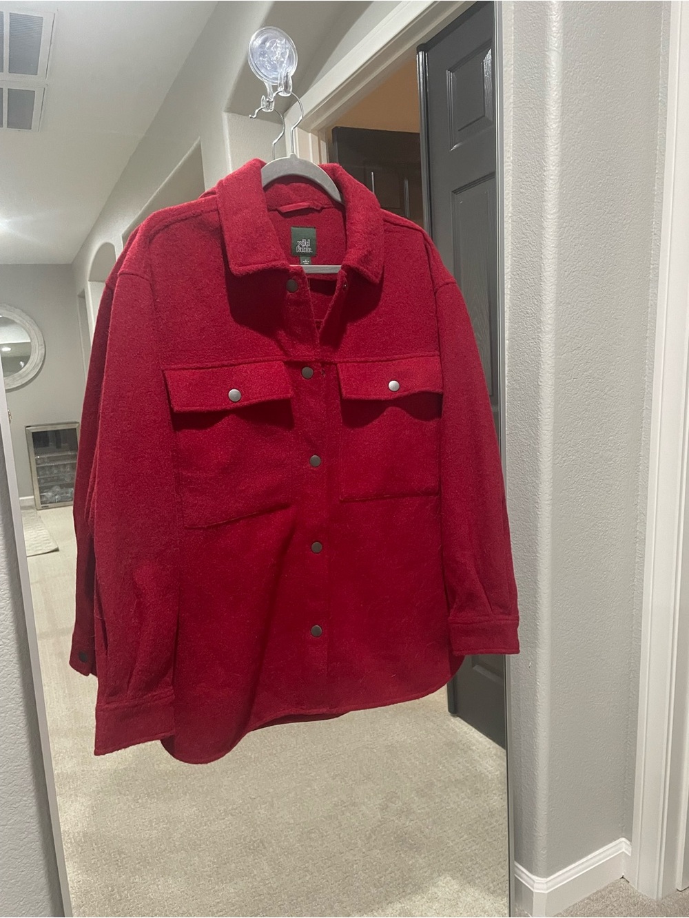 wild fable Red Teddy Jacket with Snap Buttons